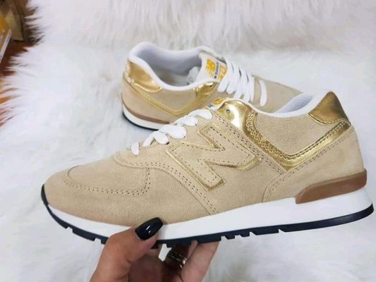 Sapatilhas New Balance 574 Bege com Dourado